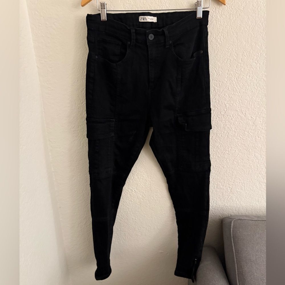 Zara Black Trousers with Button Detail